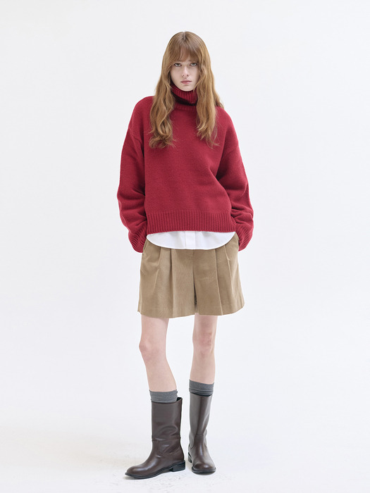 24WN relax-fit turtleneck pullover [WT/RED]