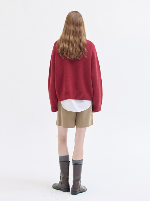 24WN relax-fit turtleneck pullover [WT/RED]