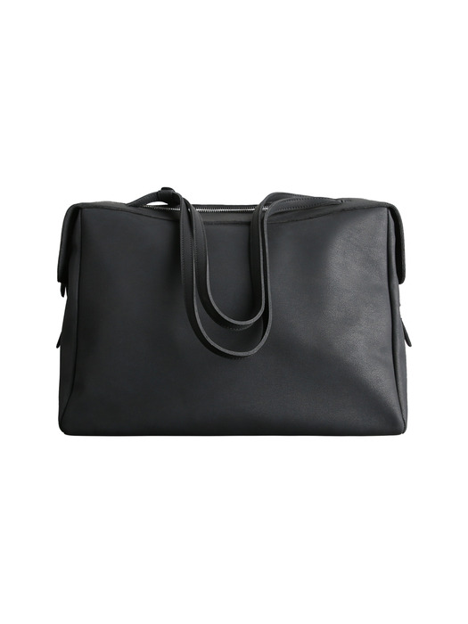 MATT LEATHER LARGE TOTE BAG, MATT BLACK