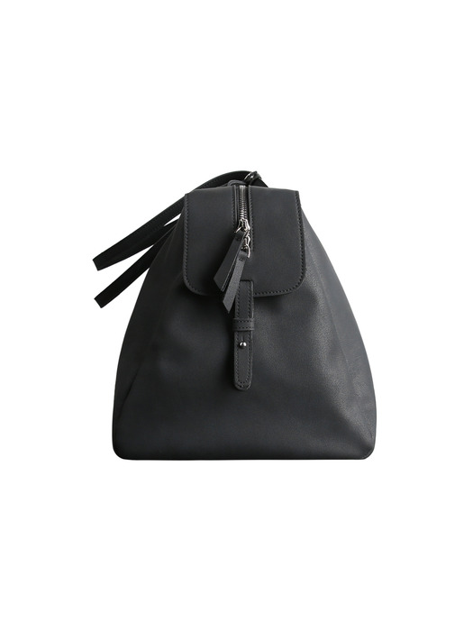 MATT LEATHER LARGE TOTE BAG, MATT BLACK