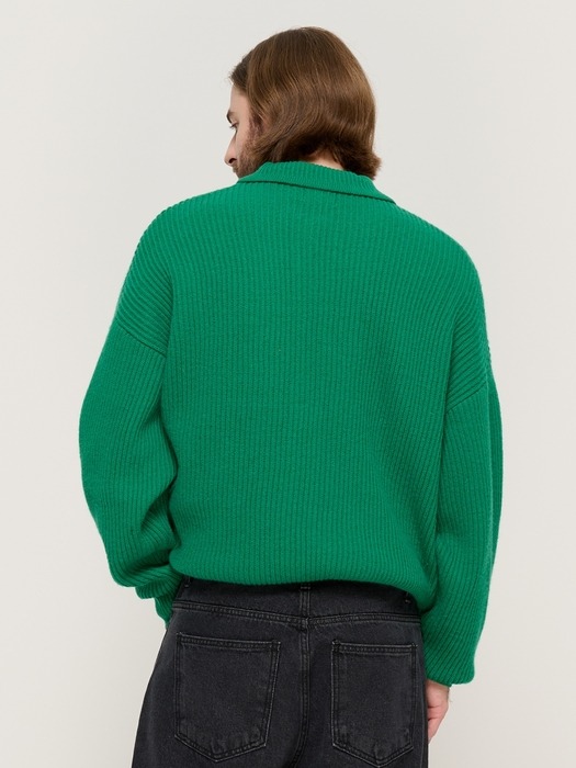 BUTTON POINT KNIT CARDIGAN (GREEN)