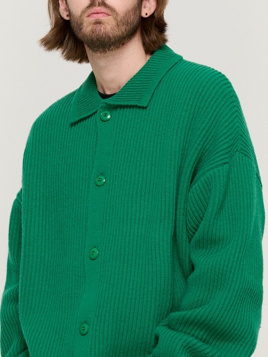 BUTTON POINT KNIT CARDIGAN (GREEN)