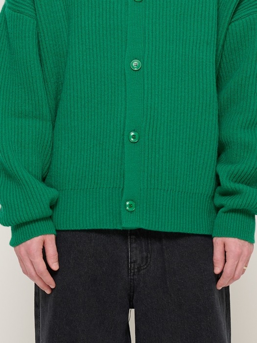 BUTTON POINT KNIT CARDIGAN (GREEN)