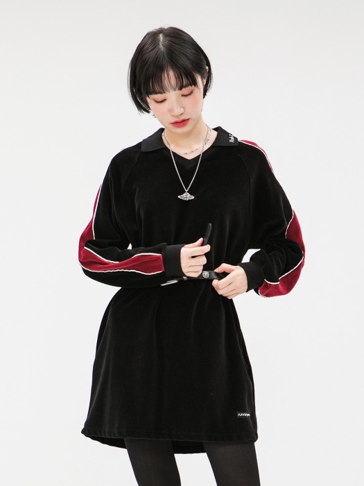 RNHI COLLAR VELVET DRESS [BLACK]