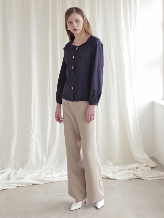 BUTTON POINTED BLOUSE_NAVY