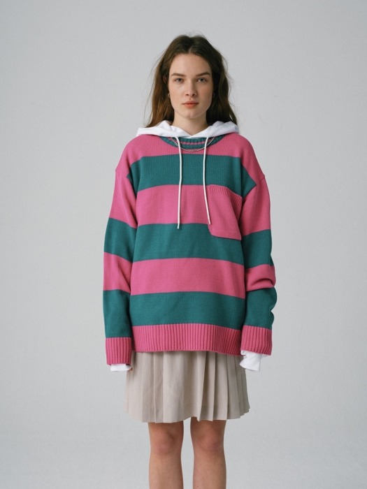Striped Pocket Sweater D/Pink G9S2K411_23