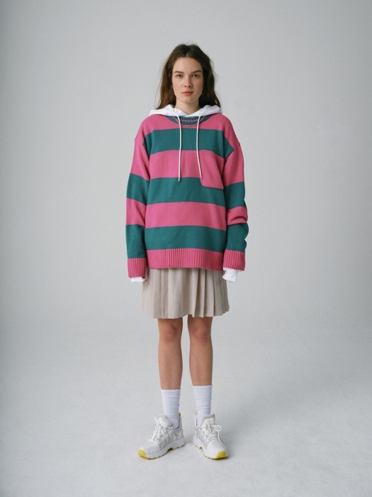 Striped Pocket Sweater D/Pink G9S2K411_23
