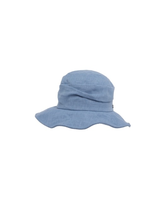 Natural volume bucket hat - Blue linen