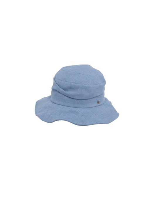 Natural volume bucket hat - Blue linen