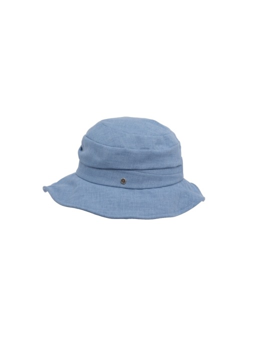 Natural volume bucket hat - Blue linen