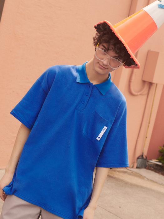 (TS-19307) R:LOL COLLAR T-SHIRT BLUE