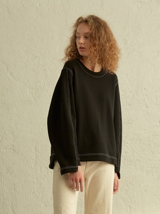 Puffy Sleeve Sweat_BLACK