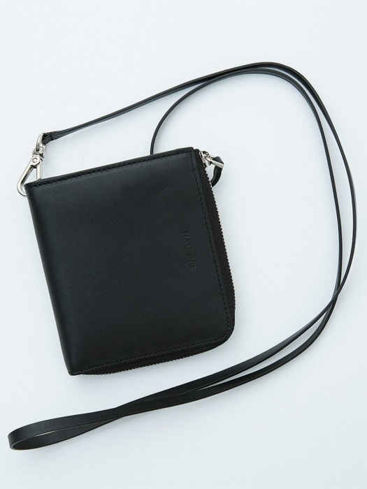 BLACK leather strap wallet(KA003)