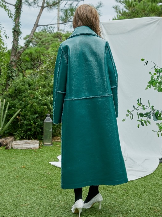 Eco Fur Bonding Hybrid Long Coat_Green