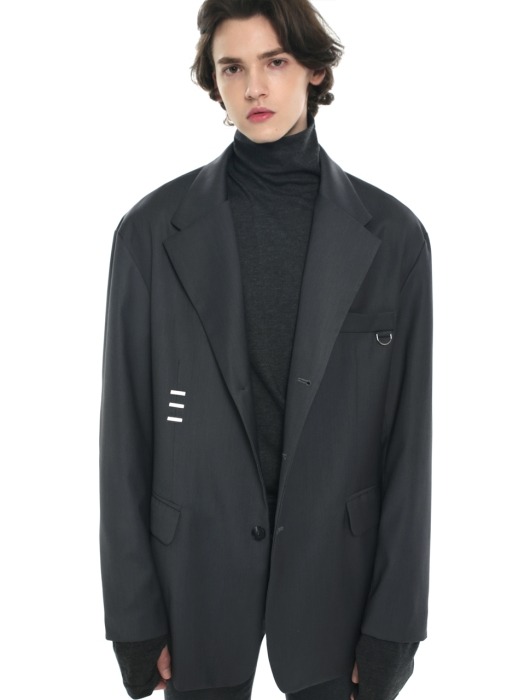 iron tip oversize single blazer charcoal