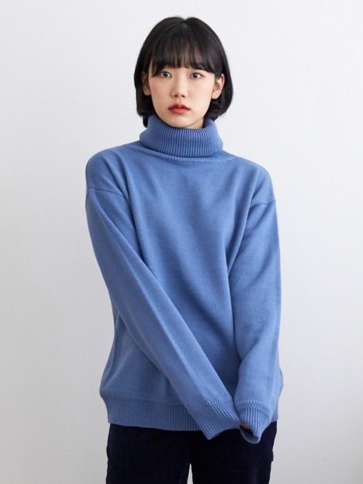 KN065_Urban Wool Turtleneck Knit Sweater_Ash Blue