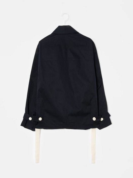 Signature Short Cocoon Trench Coat - Navy (KE0211M06R)