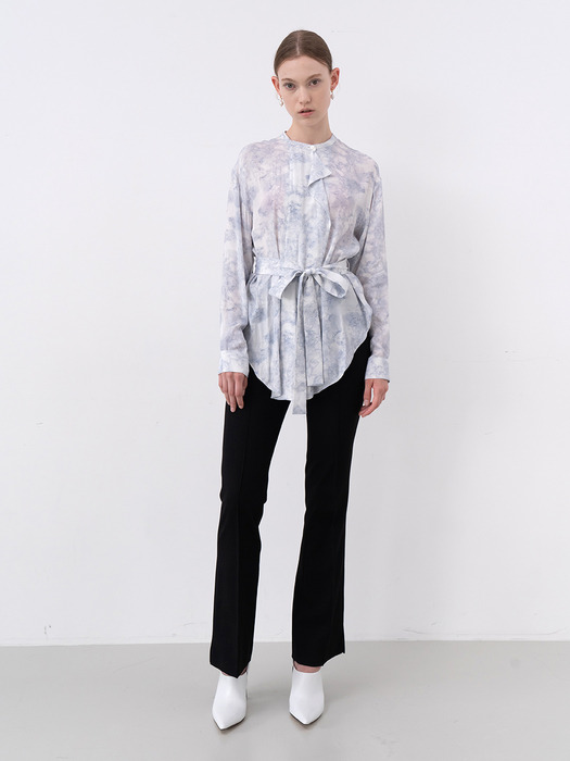 BELTED PRINT SHIRT (BLUE)