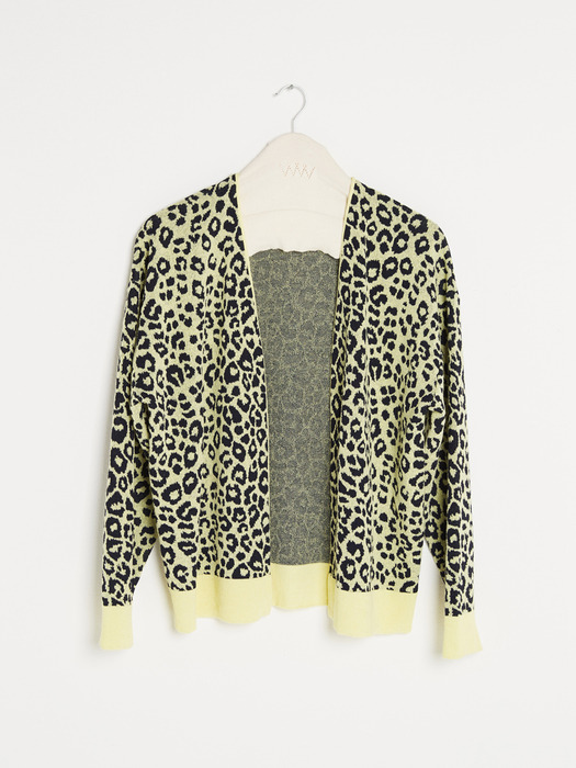 Leopard-pattern Cardigan [Lemon]