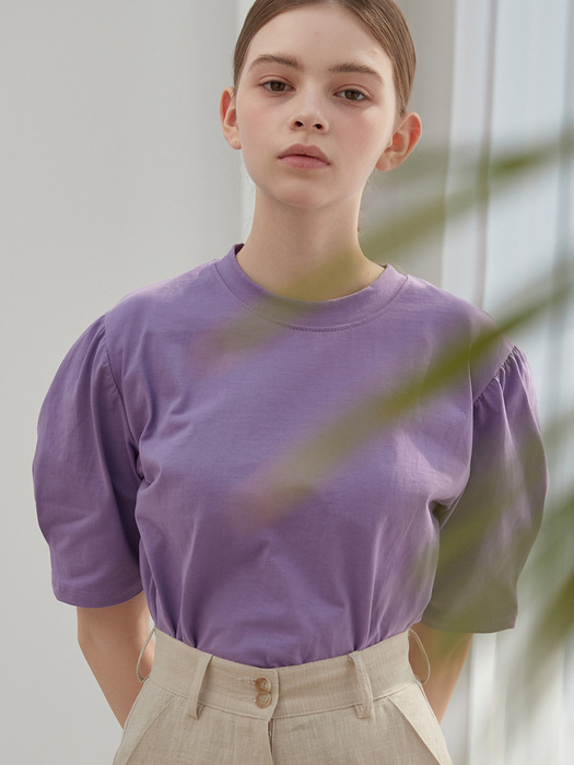 [By Joorti] J409 puff cotton top (purple)