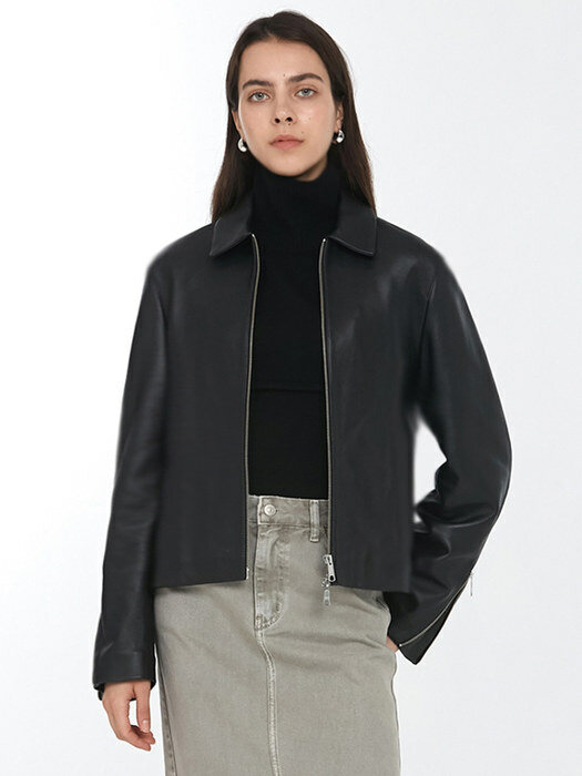 [단독] UNISEX ZIPPED SLEEVES LAMBSKIN SINGLE JACKET BLACK UDJU0F101BK