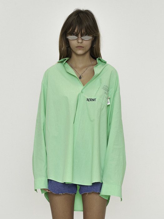 OVER FIT EMBROIDERY W/S MINT SHIRT