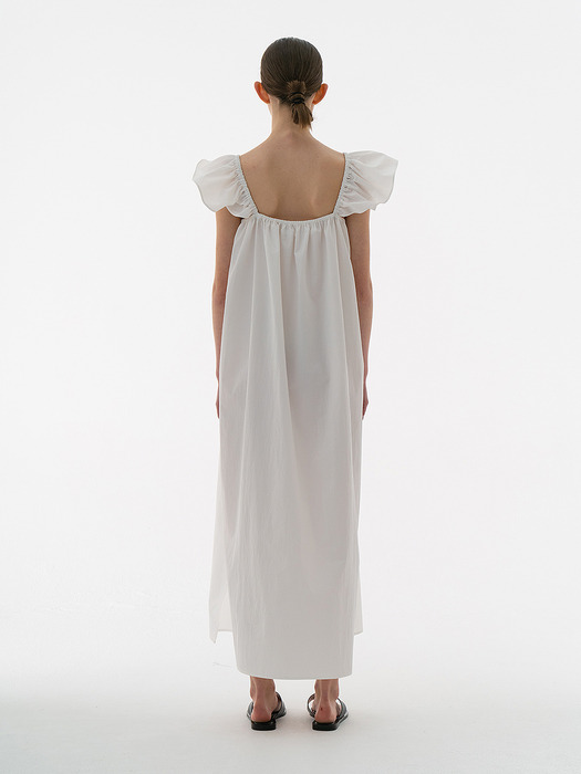 GATHER WING MAXI DRESS OFF WHITE