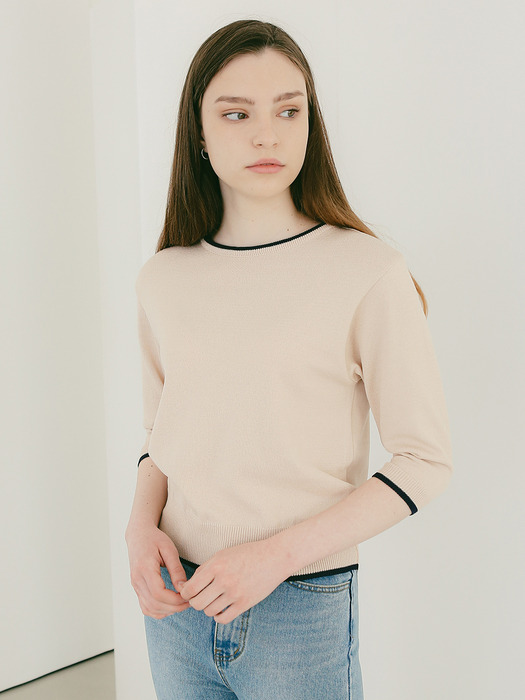 Coloration Knit Sleeve [Beige]