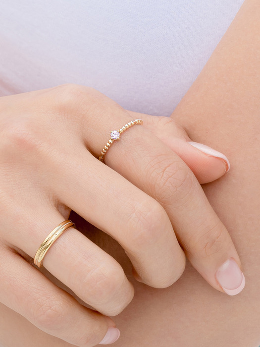 season stone ring-spring pink (14k gold)