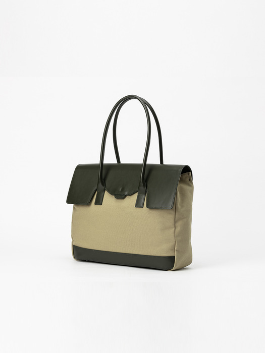 Polygon LG flap tote [khaki]