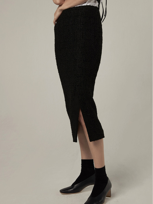 Tweed slit skirt - Black