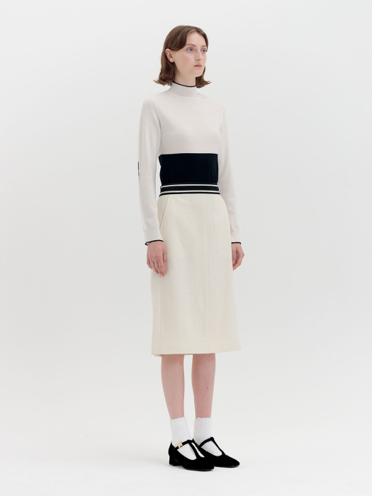 QUNITA Contrasted-Trim Skirt - Ivory