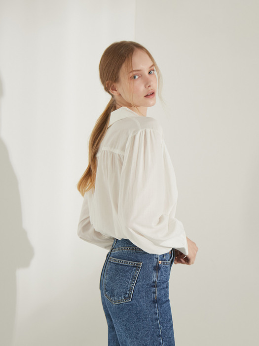 planet-7 roll collar blouse_ivory