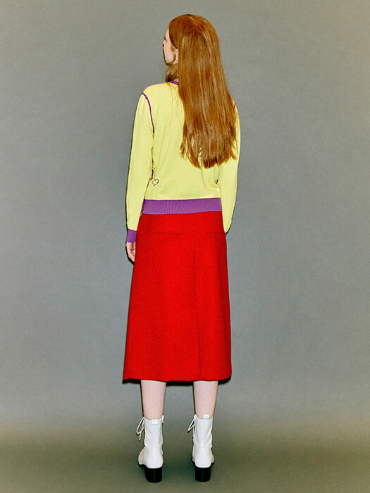 Curved Waistband Skirt [RED]