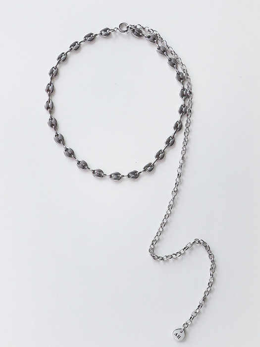 Pig chain twoway necklace Silver