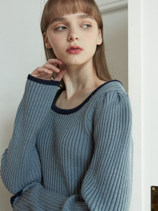 iuw891 square neck puff knit (3color)