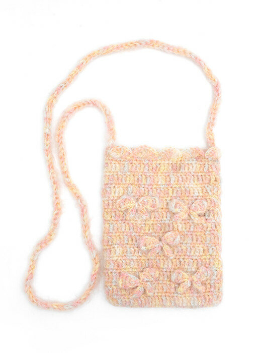 Fluffy Ribbon Knit Bag (Pink)