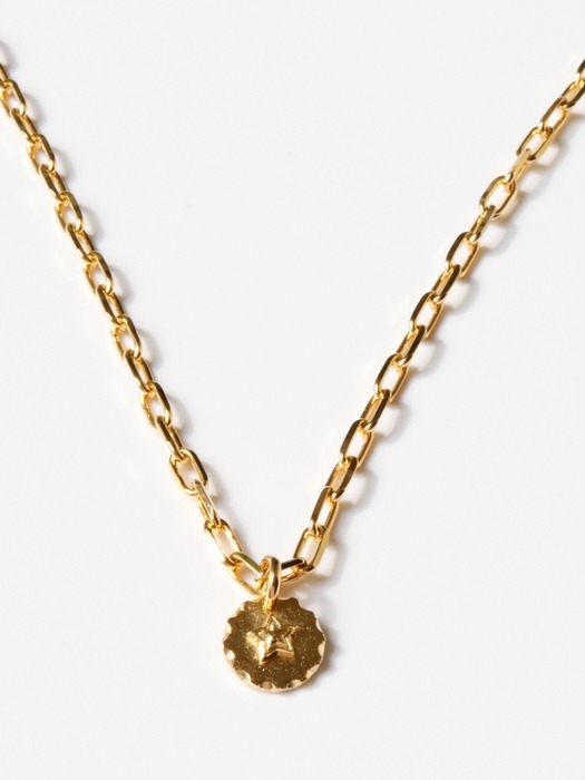 Antique star coin pendant chain Necklace 앤틱 별코인 팬던트 포인트 체인 목걸이