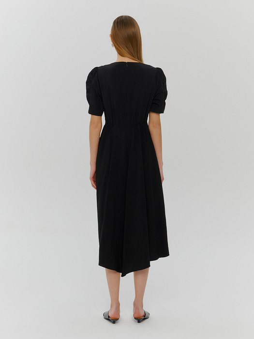 Square Neck String Dress, Black