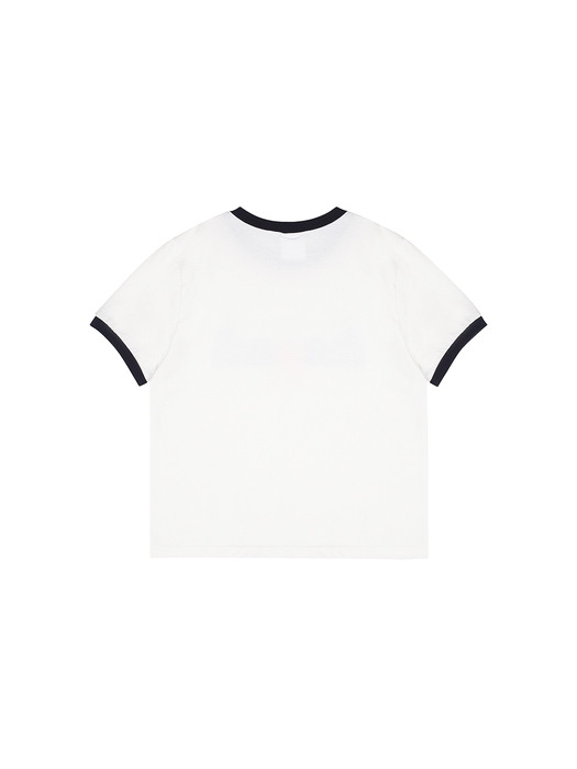 Happy two-tone crop T shirts [Navy]
