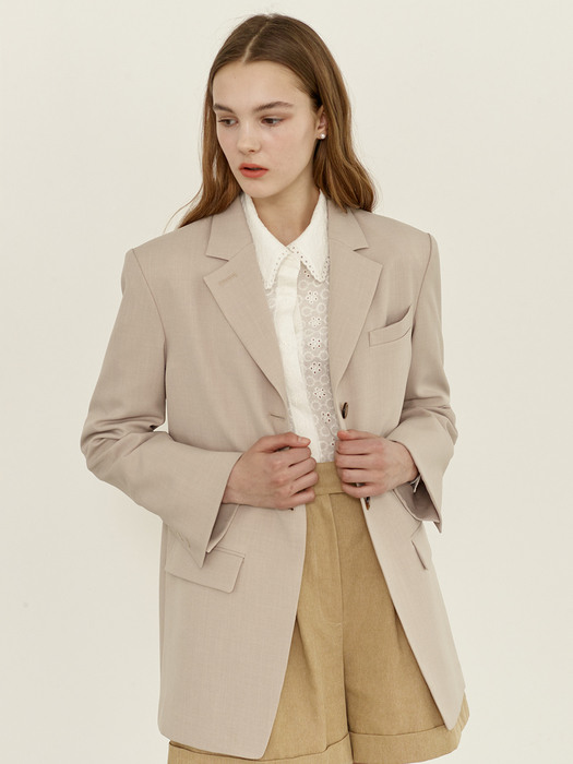 [N]HALLIM Oversized fit blazer (Beige)