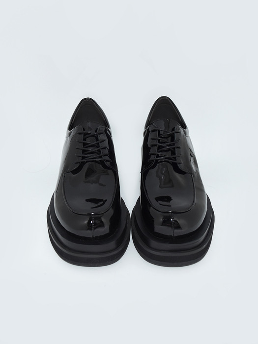 Round Toe Platform Oxford Shoes-Black
