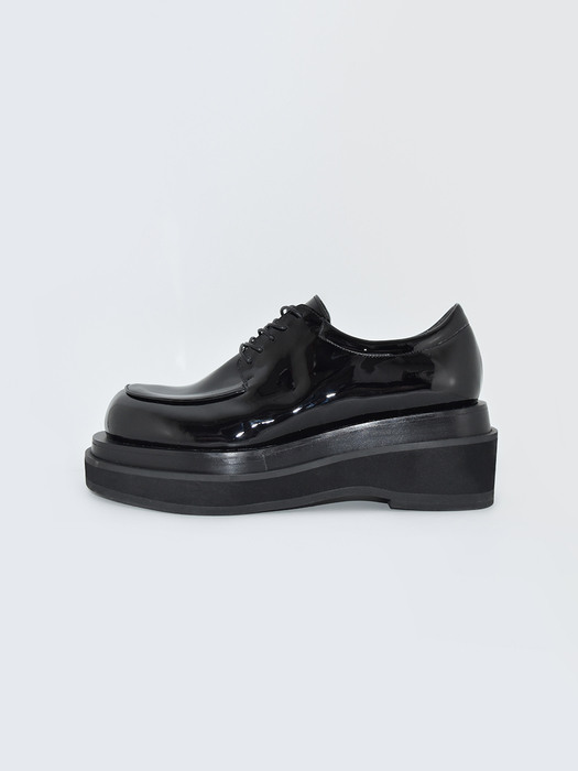 Round Toe Platform Oxford Shoes-Black