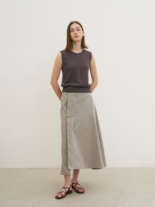 Paper sleeveless knit top (Smoke violet)