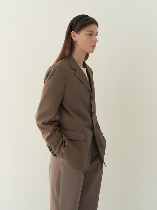 wool lip detail blazer (brown)