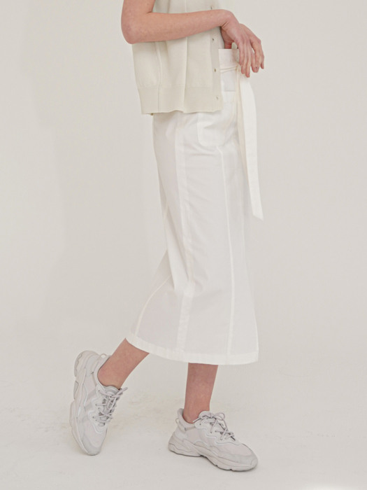 Belted cotton skirt - White