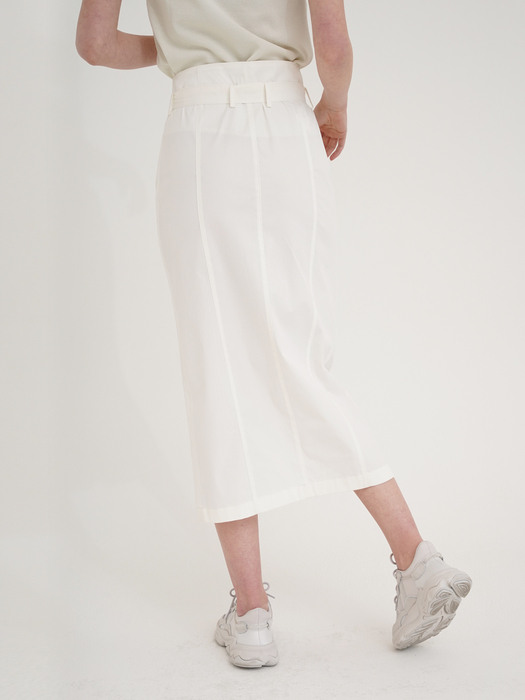 Belted cotton skirt - White