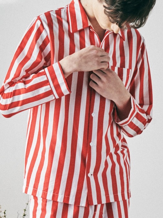 [M] Woody L/S PJ Set Lollipop Stripe Red