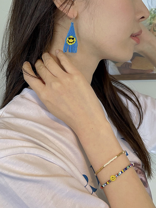 [단독]Smile Blue Earrings & Smile Pearl Bracelet Set