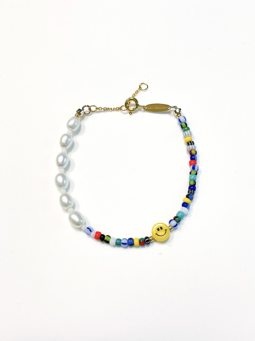 [단독]Smile Blue Earrings & Smile Pearl Bracelet Set